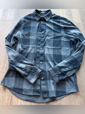 Lululemon Men's Black & Gray Buffalo Plaid Snap-Front Shirt